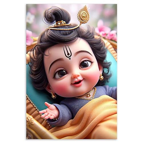Image of Twinster Bal krishna Posters Photo for Pregnant Women, Baby Poster Self Adhesive (Size 45 cm by 30 cm) Pack of 1 (Design 24)