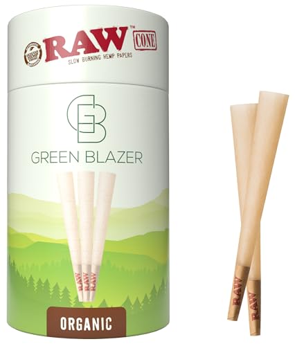 RAW Cones King Size: 100 Pack - Organic Cones with Tips, Patented Slow Burning Pre Rolled Rolling Papers, 109mm