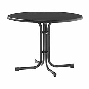 Sieger 236/G Boulevard-Klapptisch mit mecalit-Pro-Platte Ø 100 cm, Stahlrohrgestell eisengrau, Schieferdekor anthrazit