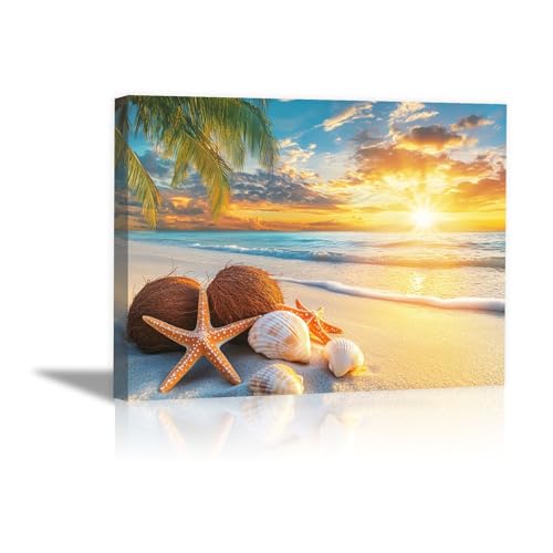 Tableau Décoration coucher de soleil et plantes de Sunset Beach