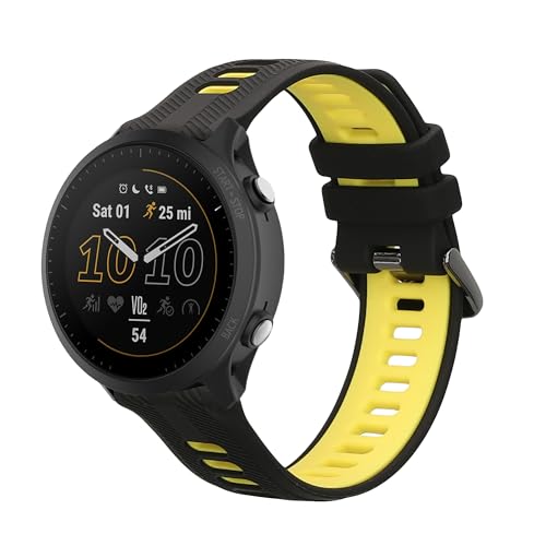 kwmobile Pulsera Compatible con Garmin Forerunner 965/955 / 945/745 Correa - 1x Correas de Silicona Flexible - Tamaño Ajustable - Negro/Amarillo
