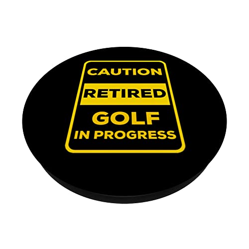 Funny Retired Golf in Progress Sign PopSockets Swappable PopGrip, Black - Image 2