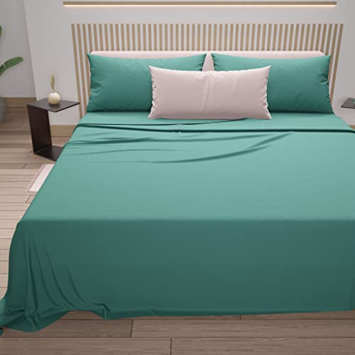 PETTI Artigiani Italiani - Parure de lit 4 pièces pour lit Double, Douce et Respirante, Comprenant Drap Plat, Drap-Housse et 2 taies d'oreiller, Coloris...