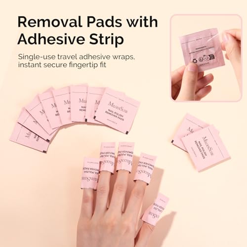 Image of MelodySusie Nail Polish Remover Pads, 200 PCS Acetone Large Size Individually Wrapped Wet Wipes Rapid Gel Polish Removal Portable Travel Kit for Home Professional Use