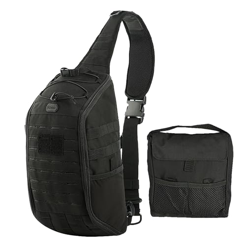 M-Tac Sling Backpack - Black Tactical Sling Bag for Men - Crossbody Army Rucksack for Men and Women - Armadillo Chest Pack - Concealed Carry Shoulder Bag - M-Tac