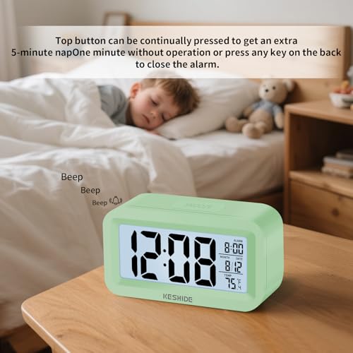Image of Travel Digital Alarm Clock,Battery Operated with Backlight, Indoor Temperature, Desk Small Clock,Snooze Model,12 /24H Display for Bedrooms Heavy Sleepers Kids Travel Bathroom