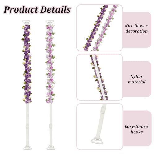 Image of FREEBLOSS 2 Pairs Decorative Bra Straps Adjustable Floral Bra Straps Replacement for Women Invisible Dress Strap, Multicolor