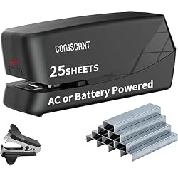 Coruscant Electric Stapler, No Jam Easy Reload, 25 Sheet Automatic Staplers for Desk, with 2000 Staples and 1 Staple Remover, Electric Desktop AC or Battery Powered for Classroom Office Home