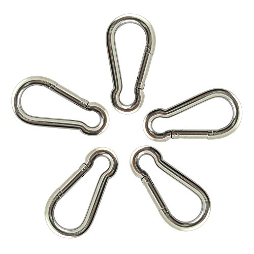 Proteus Stainless Steel 316 Spring Snap Hook for Keyring, Home, RV, Camping, Fishing, Diving, Traveling, Hiking, Dog Leash, Backpack in Size 1/4 inch, Pack of 5