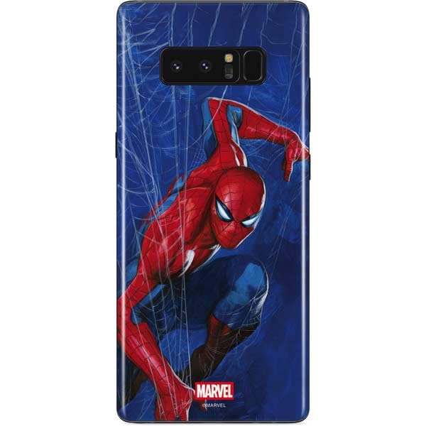 Skinit Decal Phone Skin Compatible with Galaxy Note 8 - Officially Licensed Marvel Spiderman World of Webs Design