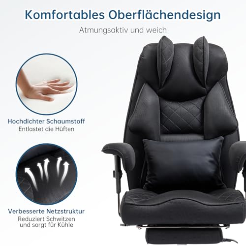 Asukale Plus Ergonomischer Chefsessel Bürostuhl 200kg, Hohe Rückenlehne – Ansicht 6