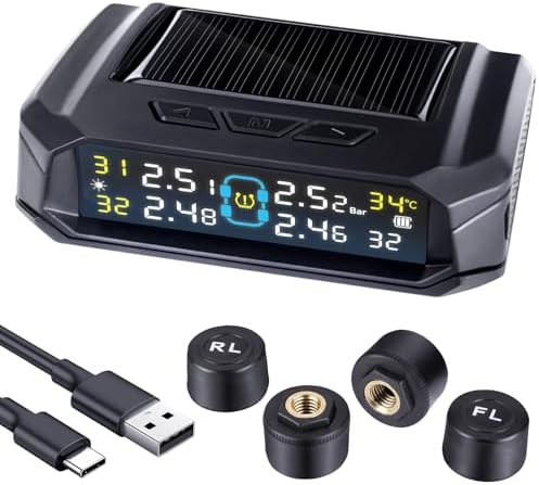 Abhsant Solar Power Tire Pressure Monitoring System Wireless TPMS Tire