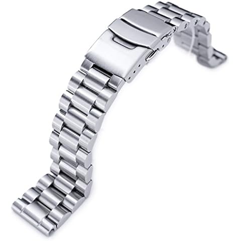 20mm Endmill Solid 316L Stainless Steel Watch Bracelet, Straight End Cover