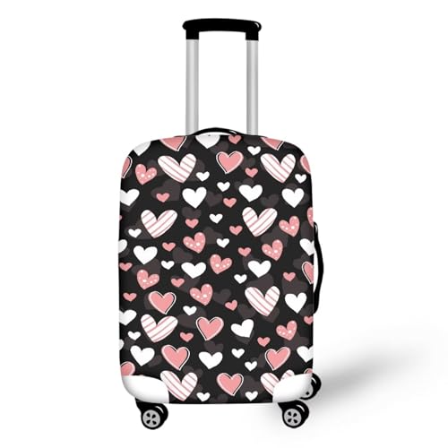 Image of Mumeson Pink Hearts Luggage Cover Anti-scratch Washable Suitcase Cover for Men and Women Elastic Suitcase Protective Covering for Ladies Teen Girls Dailyuse