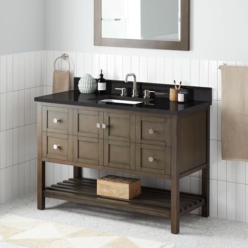 Signature Hardware 951884-RUMB Olsen 48" Freestanding Single Basin Vanity Set with Cabinet, Vanity Top, and Rectangular Undermount Sink - 8" Faucet Holes - Ash Brown/Carbon Black
