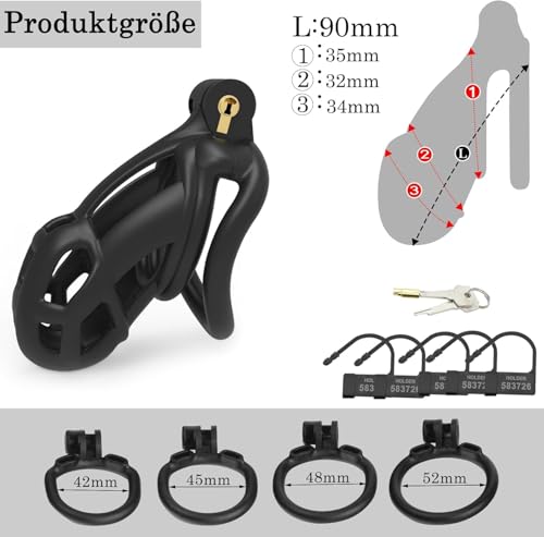 Peniskäfig Sex Spielzeug für die Männer Chastity Cage Männer mit 4 Cockring Cage Bondage Sexspielzeug für Männer Keuschheit Penis Käfig Keuschheitskäfig Herren extrem Keuschheitsgürtel für Herren M