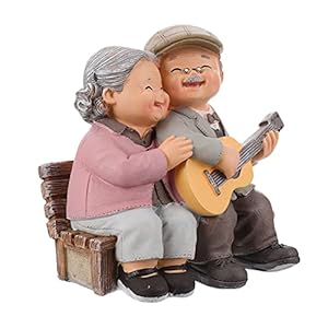Veemoon Elderly Couple Figurines Lover Figurines Ornaments Resin Husband and Wife Statue Grandparents Parents Figure for Christmas Valentines Day Birthday Wedding Anniversary Present