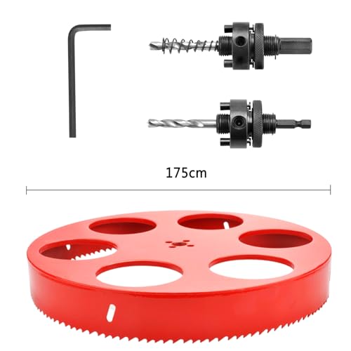 GUOQEE 175mm Hole Saw with Quick Change Arbor, Hole Drilling Cutter HSS BI-Metal for Wood Plywood, PVC, Drywall and Metal Sheet - Image 3