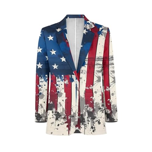 Men's Sport Coat Blazer with Pocket Patriotic Jacket for Formal