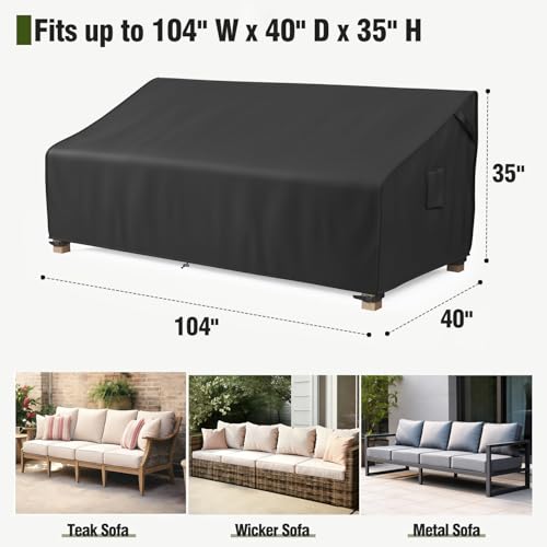Image of MR.COVER 4-Seater Outdoor Couch Cover Waterproof, Patio Furniture Cover for Sofa, Heavy Duty Outdoor Sofa Covers, Polyester & Double-Stitched Seams, Fits up to 104 inch W x 40 inch D x 35 inch H, Classic Black