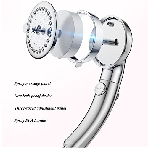 Pommeau de douche haute pression à 3 modes avec bouton d'arrêt