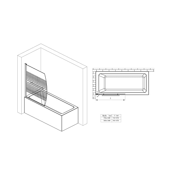 doporro 90x140 cm Design-Duschwand für Badewanne Badewannenaufsatz Duschabtrennung 6mm ESG-Sicherheitsglas inkl. NANO-Beschichtung Badewannenfaltwand – Bild 7