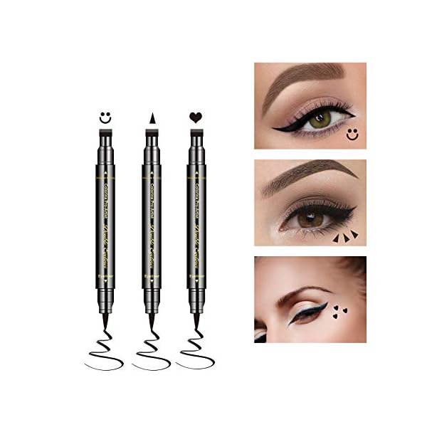 Ownest 6 Pcs Liquid Eyeliner Set,Double-Side Waterproof Smudge-proof Eyeliner Stamp Pen Eyeliner Tattoo Tool Makeup-Smiley, Triangle,Heart,Star,Moon,Flower