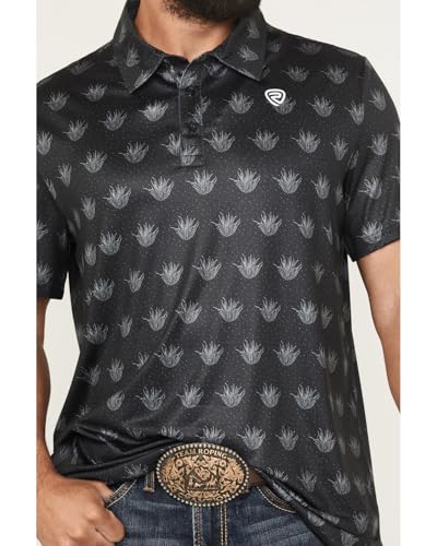 Rock & Roll Denim (WSL Rock n Roll Mens Black Cactus Print Polo Black XL3