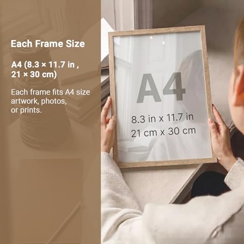 Image of HOTHOUSE Wooden Photo Frame for Wall Decor | Aesthetic Frame for Living Room & Office | Certificate Frame A4 Size | Photo Frame for Home Decoration | Set of 9 (BROWN, Pack of 9)
