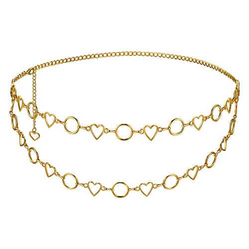 Fashion Cute Long Tassel Simple Metal Waist Chain Belts Women Girls Adjustable Body Link Belts Belly Jewelry for Jeans Dresses Gold