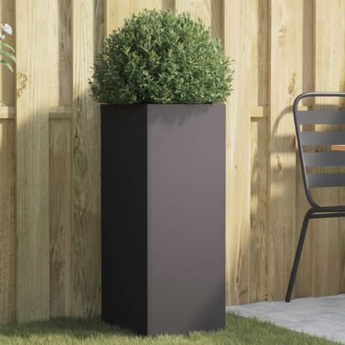 ZEYUAN Jardinera de Acero Laminado en frío Negro 32x27,5x75 cm, Huerto Urbano Terraza, Jardineras Exterior, Jardineria Maceteros, Mesa De Cultivo, Huerto En Casa - 841571