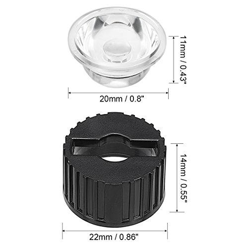 uxcell 10 piezas lente LED 20mm 90 grados con soporte negro miniatura 4