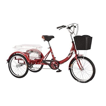 20-Zoll-Dreirad für Erwachsene, Fahrrad mit Kohlenstoffstahlrahmen und großem Korb, dreirädriges Cruiser-Fahrrad für Freizeiteinkäufe, Picknicks, Übungen – Bild 3