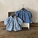 Baby Girls Denim Ruched Long Sleeve T-Shirt Tops Dress Clothing Toddler Autumn Winter Fashion (Dark Blue, 4-5 Years)