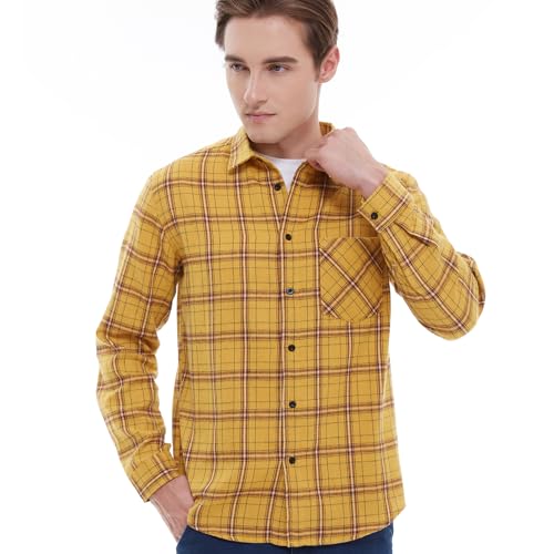 Men's Plaid Flannel Regular Fit Shirts Warm Button Down Long Sleeve Work Casual Shirt4