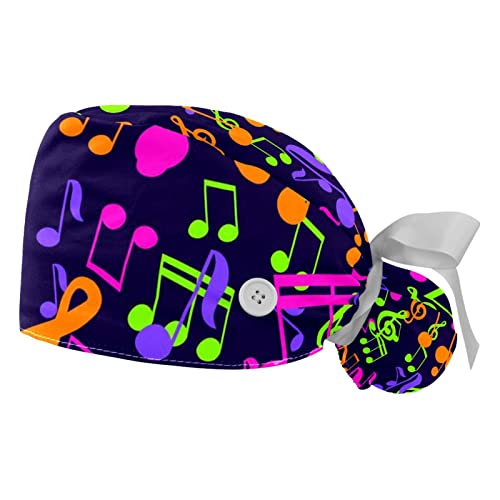 Chapeaux bouffants Notes de Musique JDEZ : lot de 2 casquettes de travail ajustables