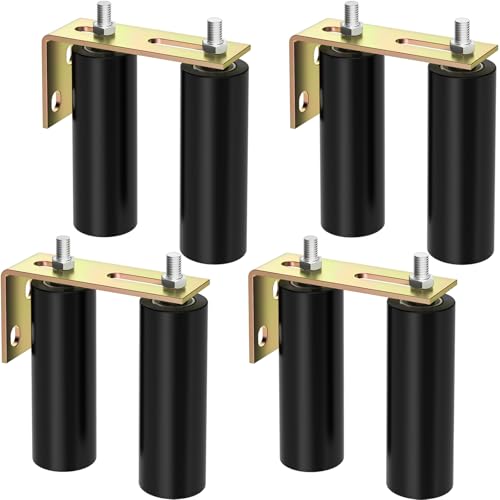 ForoGore 4 Pack 6 Slide Gate Guide Roller with L-Bracket Universal Sliding Gate Rollers Adjustable Sliding Gate Guide Roller for Rolling Gate Sliding Door Garage Door Sliding Gate Hardware Kit
