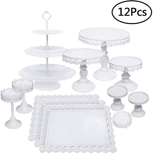 Set of 12 Pieces Cake Stands Iron Cupcake Holder Fruits Dessert Display Plate