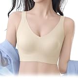[APIKIE] 胸が小さく見せるブラ 小さく見える ブラジャー 【7A級抑菌認証･大胸激小CからAに】･揺れ軽減･ホールド力 ブラ 和装 さらし 脇高 ノーワイヤ シームレス 見痩せ (JP, アルファベット, L, 肌色)