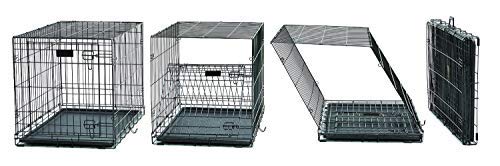 Image of RvPaws Siver Black Iron Cage /Crate /Kennel with Removable Tray for Dogs /Cats, /Rabbit 36 inch (3 Feet)