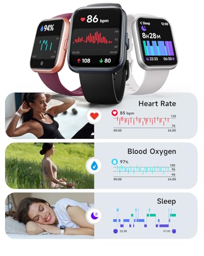 Image of Woneligo Smart Watch for Women, Answer /Make Calls, Alexa Built-in, 1.85 inch Touch Screen Fitness Tracker for Android & iPhone, Heart Rate /Sleep /SpO2 Monitor Smartwatch, Waterproof (White)