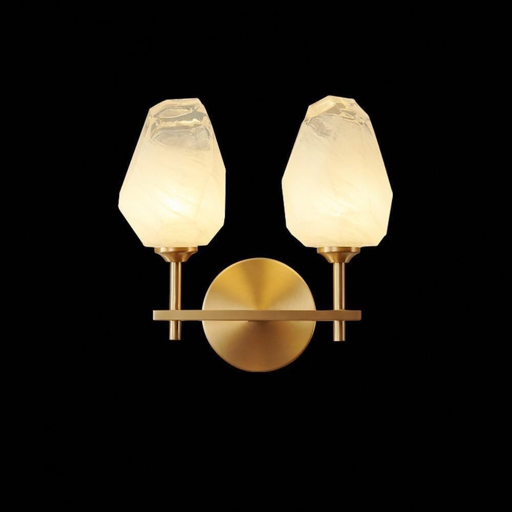 ASerZenith Crystal Wall Sconce Indoor V-Intage Gold Wall Light Round Clear Cylinder Glass Wall Lamp Long Bathroom Vanity Light