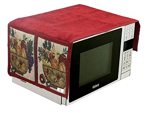 Image of Kuber Industries King and Queen Design Velvet Oven Top Cover - Maroon (CTKTC03346)