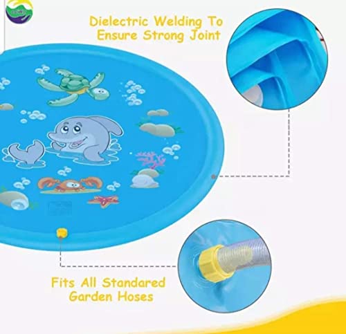 Image of WENGTY Non-Slip Splash Pad for Kids, Thicken Sprinkler Pool Summer Outdoor Water Toys - Fun Backyard Fountain Play Mat for Baby Girls Boys Children (Multi Color)