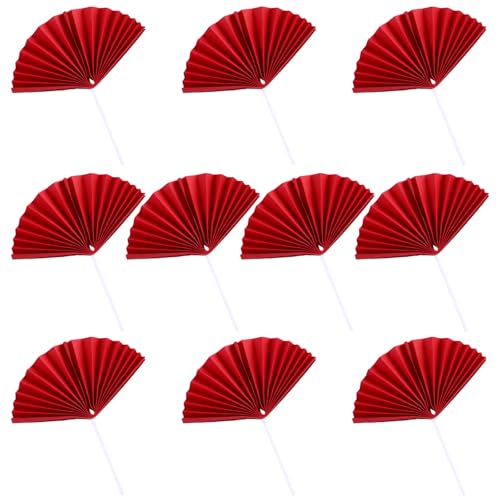 Kichvoe Adornos para Tartas de Cumpleaños 10 Piezas Papel Abanico Rojo Decoraciones para Pasteles Fiestas Infantiles y Celebraciones