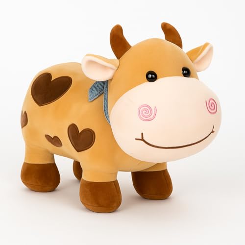 Image of Plush Cow Toy for Kids | Soft Stuffed Animal with Cute Face & Horns | Hugging Cuddly Cow for Baby Boys & Girls | Birthday Gift & Nursery Decor (22 cm)