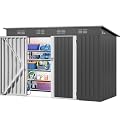 DWVO 8.5x3.5ft Large Outdoor Storage Shed, Metal Tool Sheds, Heavy Duty Tool Storage with Lockable Doors & Air Vent for Backyard Patio Lawn to Store Bikes, Tools, Lawnmowers, Dark Gray