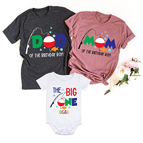 First Birthday Fishing Shirt, First Birthday Fishing Boy Shirt, Big One Fishing Theme Dad Mom of The Birthday Boy T-Shirt, 1st Birthday Fishing Boy Outfit3