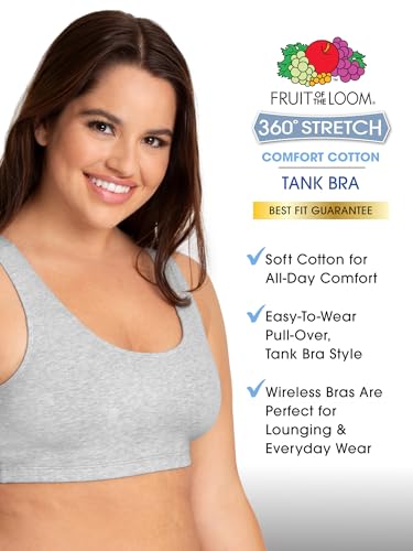 Image of Fruit of the Loom Women's Cotton Tank Bra for Women - Ultimate Comfort & Breathable Fit