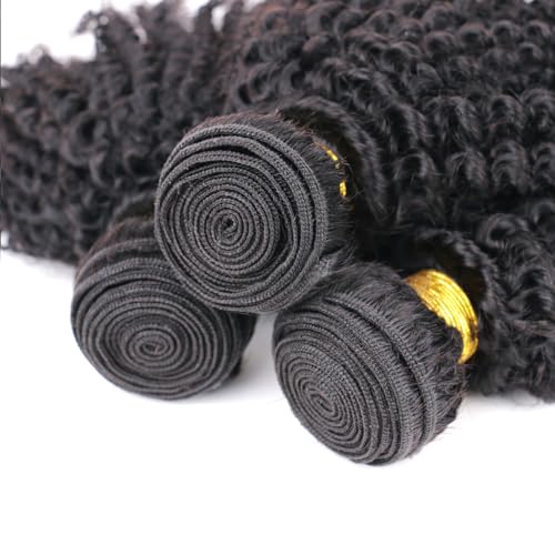 DaiMer Mongolian 4B 4C Afro Kinky Curly 100% Human Hair 3 Bundles Unprocessed Virgin Hair Weave Double Weft Big Hair for African Women Natural Color (14/14/14 Inch) - Image 4